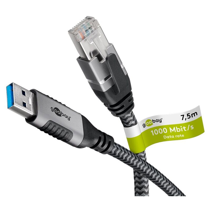 70693 Goobay Câble Ethernet USB-A 3.0 vers RJ45 CAT 6 FTP - M/M - 7.5 m - Câble USB-A vers RJ45 - M/M - 7.5 m 70693 Goobay Câble Ethernet USB-A 3.0 vers RJ45 CAT 6 FTP - M/M - 7.5 m - Câble USB-A vers RJ45 - M/M - 7.5 m