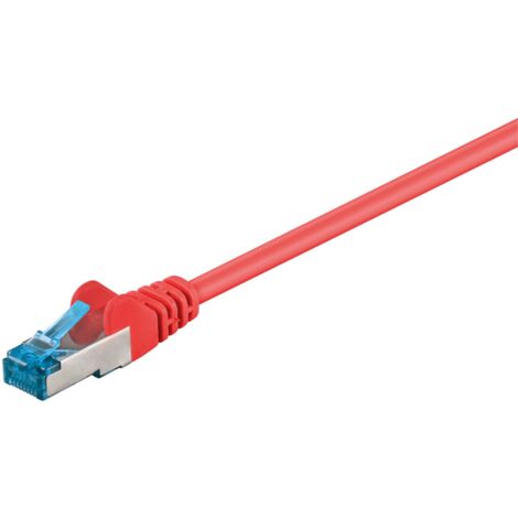 Goobay - Cable Patch Cat 6A S/FTP PiMF, Cable de Red 500 MHz, Cable LAN, Cable de Internet de Cobre Libre de halógenos, Conector RJ 45, Rojo, 1m, 93684