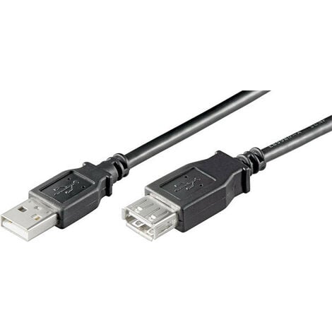 goobay Câble rallonge de recharge USB 2.0 Hi-Speed, Noir - Connecteur USB 2.0 (type A) Prise femelle USB 2.0 (type A) - 0.6 m (68625)