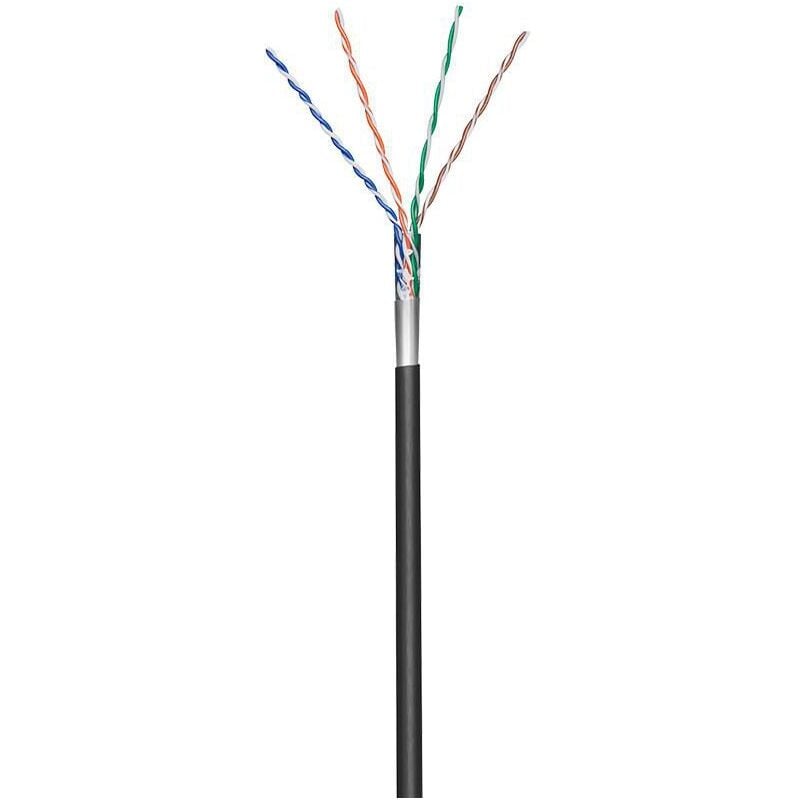 Goobay - cat 5e câble réseau Outdoor, f/utp, noir, mélange de cuivre cca pour applications soho, awg 26/7 (stranded), pe. Longueur de câble 100 m