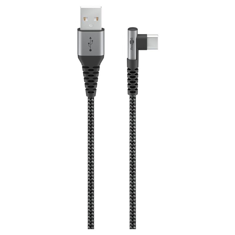 Câble usb-c - usb-a 2.0 Goobay angle textil 2m