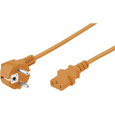 goobay Cordon d'alimentation à angle Wentronic (Schuko à la norme IEC 320 C13) 5 m orange (Import Allemagne) (95290)