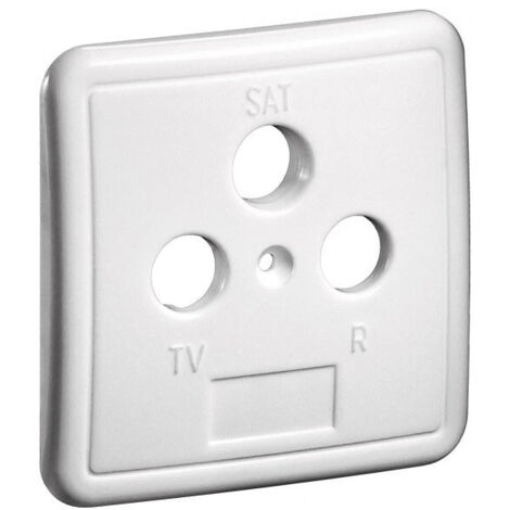 goobay Couvercle à 3 Trous pour Prises d'Antenne, cache avec vis de fixation et inscription pour TV, SAT et radio (67051)