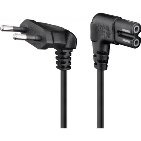 GOOBAY Euro-Netzkabel mit Doppelnutkupplung, schwarz, 3m, 90°
