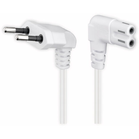 GOOBAY Euro-Netzkabel mit Doppelnutkupplung, weiß, 3m, 90°