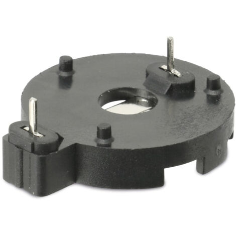 goobay Fixation Pile Bouton CR2012 à 2032, max. 20 mm, noir, Montage sur circuit imprimé, horizontal (2 broches) (56617)