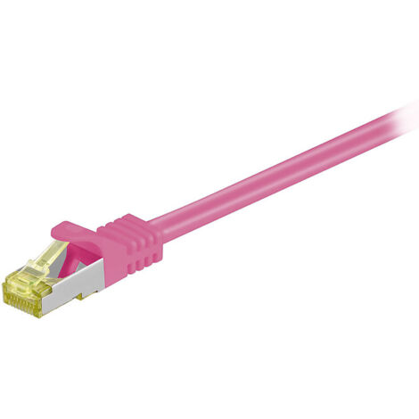 goobay Goobay 1m RJ45 Patchkabel CAT 6A S/FTP PiMF 500 MHz mit 7 Rohkabel magenta LSZH - Cable - Network (91587)
