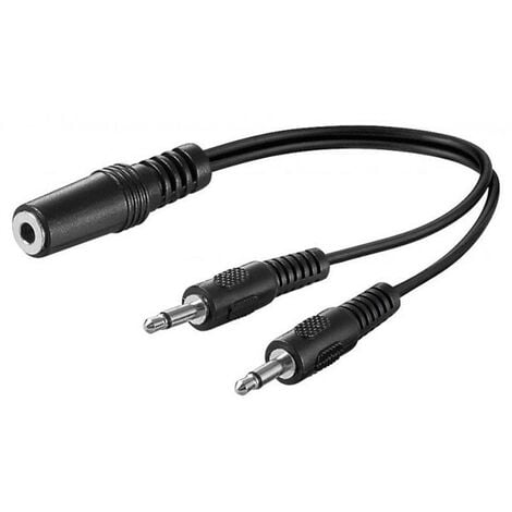 WENTRONIC goobay Goobay 50472 Câble Adaptateur Audio Y 3.5mm, 1 x Femelle Stéréo - 2 x Mâle Mono, Noir, 0.2m Longueur de Câble