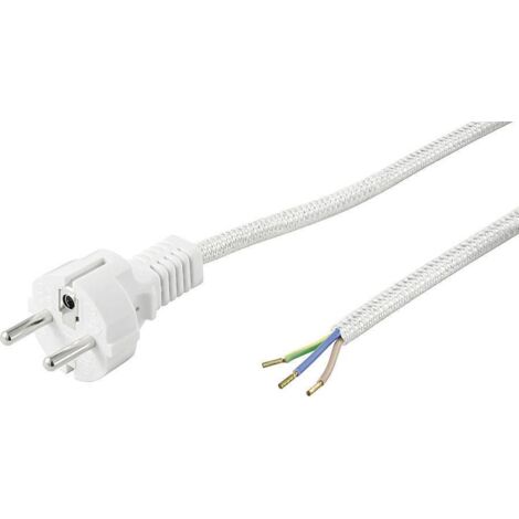 goobay Goobay GB 50504 - Netzkabel Schutzkontaktstecker 3 m Textilleitung offenes - Cable - Current/Power Supply