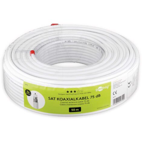 GOOBAY Koaxialkabel 49759, 50 m, weiß, 5 mm, CCS, 75 dB