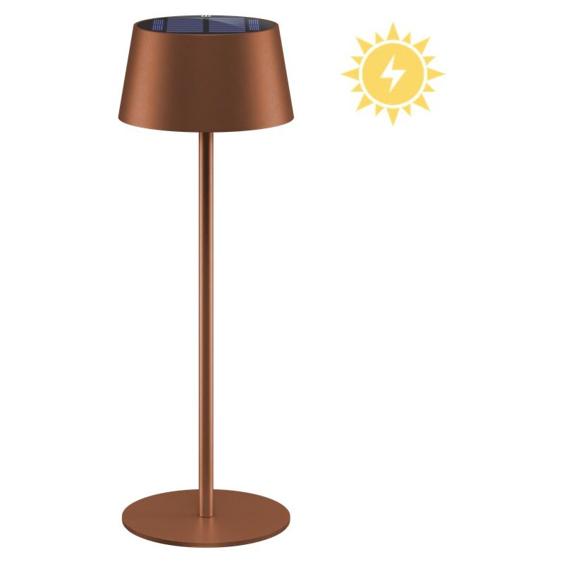 Lampe de Table à led sans Fil Solaire, bronze, avec commande tactile, 150 lm, blanc chaud (3000 k), gradation continue.