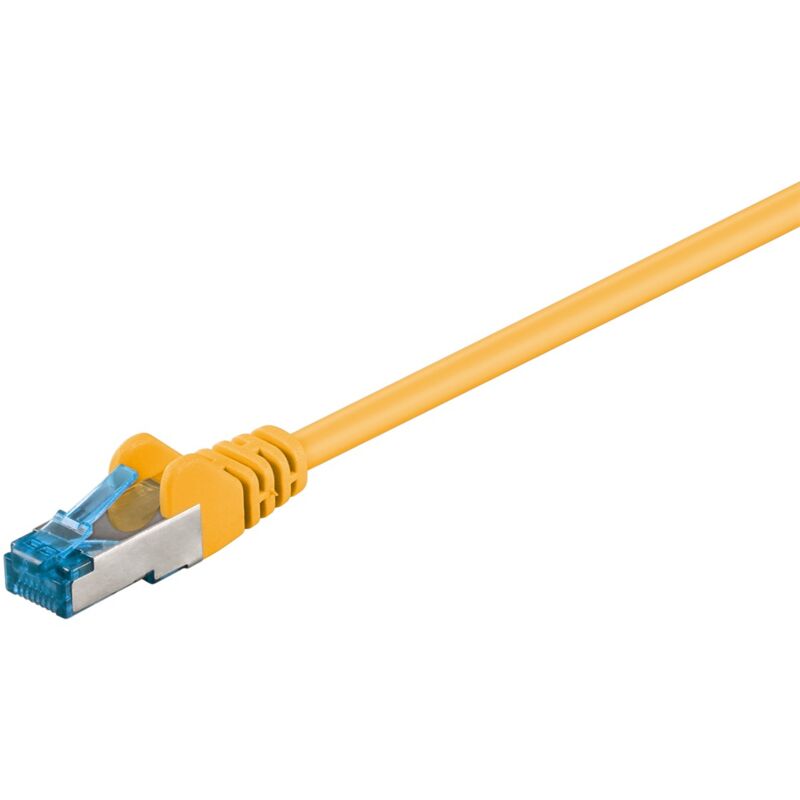 Goobay - cat 6A Patchkabel, s/ftp (PiMF), gelb, Kupferleiter (cu), halogenfreier Kabelmantel (lszh). Kabellänge 1.5 m