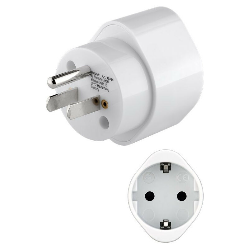 Power adapter, white - Safety socket (Type f, cee 7/4) US/Japanese female (Type b, nema 5-15, 3-pin) (45355) - Goobay