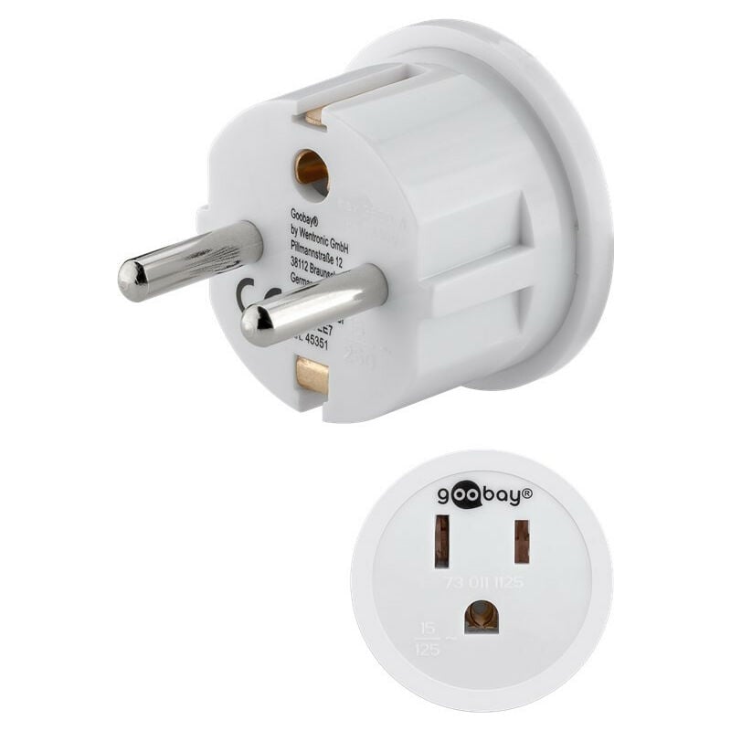 Goobay - Power adapter, white - US/Japanese female (Type b, nema 5-15, 3-pin) Safety plug (Type f, cee 7/4) (45351)