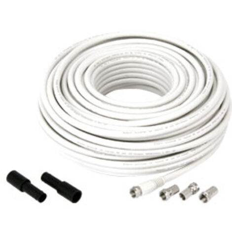 GOOBAY SAT-Anschlusskit 100dB, 20 m, 4 F-Stecker, 2 Wasserschutztüllen
