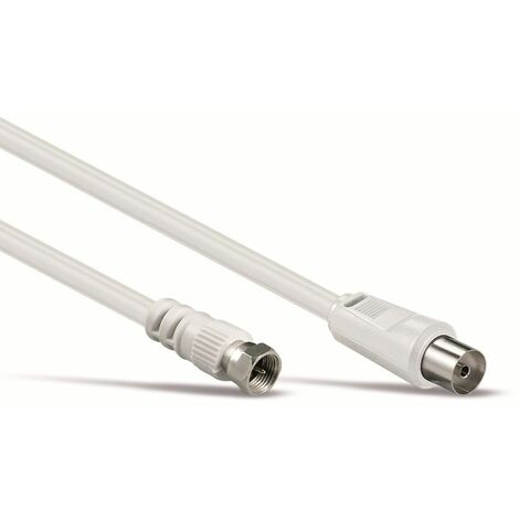 GOOBAY SAT-Antennenanschlusskabel F-Stecker/Koaxkupplung, weiß, 5 m