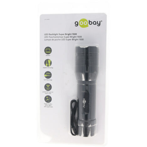Goobay Super-Bright 1500 LED Taschenlampe  batteriebetrieben 1500 lm  255 g