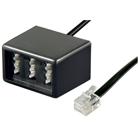GOOBAY Telefon-Adapterstecker, RJ11-3x TAE/F/F, schwarz