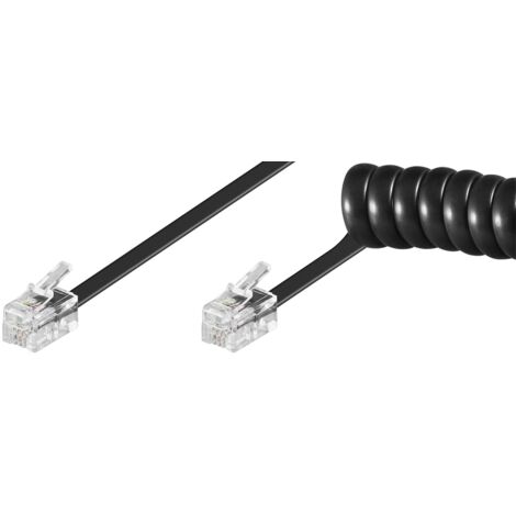 GOOBAY Telefonhörer-Spiralkabel, RJ10, schwarz, ausziehbar bis 7 m