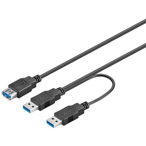 Goobay USB 3.0, 0.3 m - Cable USB (0.3 m, 0,3 m, USB A, 2 x USB A, 3.0 (3.1 Gen 1), Macho/Hembra, Negro)