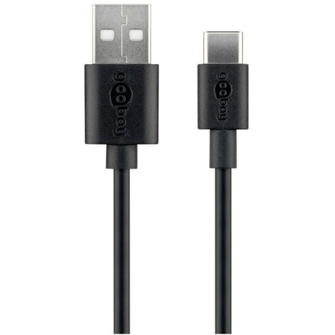 Goobay USB-Kabel  USB 2.0 USB-C® Stecker, USB-A Stecker 1.00 m Schwarz animierter Ladevorgang 45735