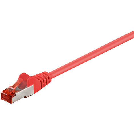 goobay CAT 6 câble de liaison, S/FTP (PiMF), Rouge, sans halogène (LSZH), cuivre, 50 m (68287)