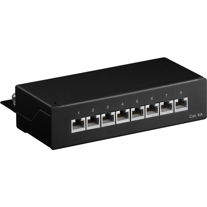 Goobay - cat 6a Panneau de Brassage Mini/Bureau, 8 Ports (1 u), stp blindé,noir. Version couleur noir Goobay - cat 6a Panneau de Brassage Mini/Bureau, 8 Ports (1 u), stp blindé,noir. Version couleur noir