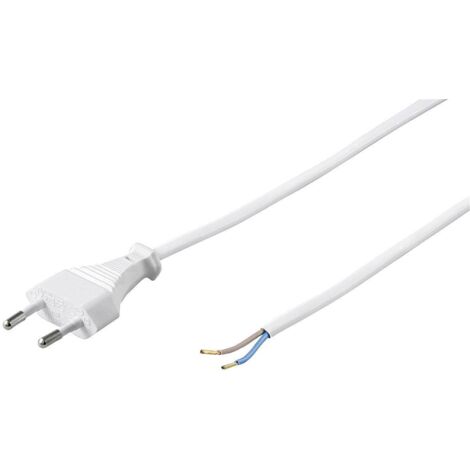goobay Wentronic Cordon d'alimentation (fiche Euro à extrémités dénudées) Blanc 1,5 m (Import Allemagne) (51345)