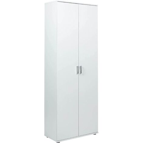 Good Living Armadio 2 Ante Bianco 70x34x189 cm con 4 Ripiani e Vano Porta Scope