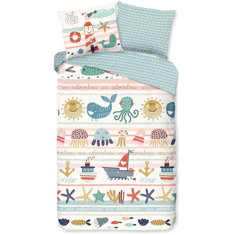 

Good Morning Funda de edredón infantil SEA 140x200/220 cm blanco roto - Blanco