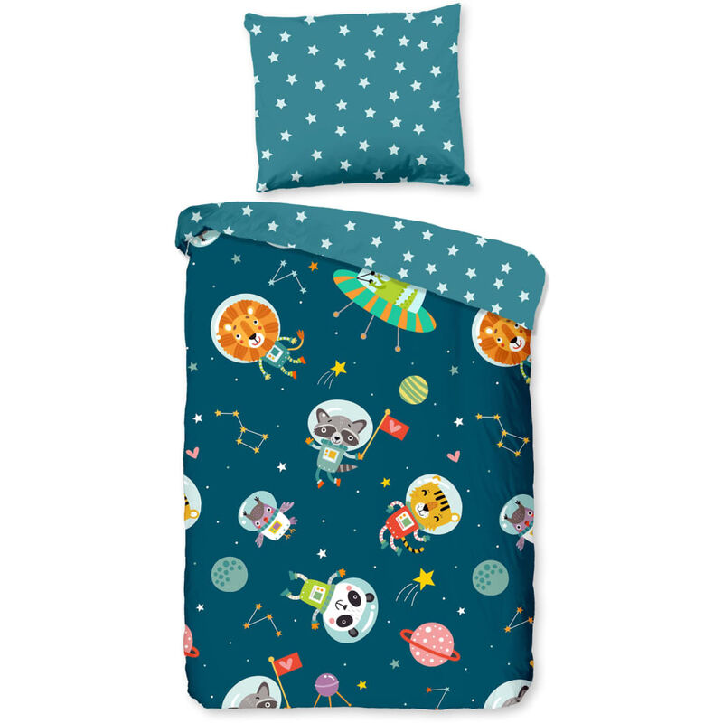 

Funda de edredón infantil SPACY 120x150 cm azul petróleo - Azul - Good Morning