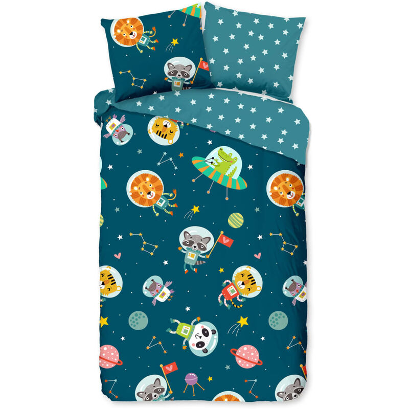 

Funda de edredón infantil SPACY 140x200/220cm azul petrol - Azul - Good Morning