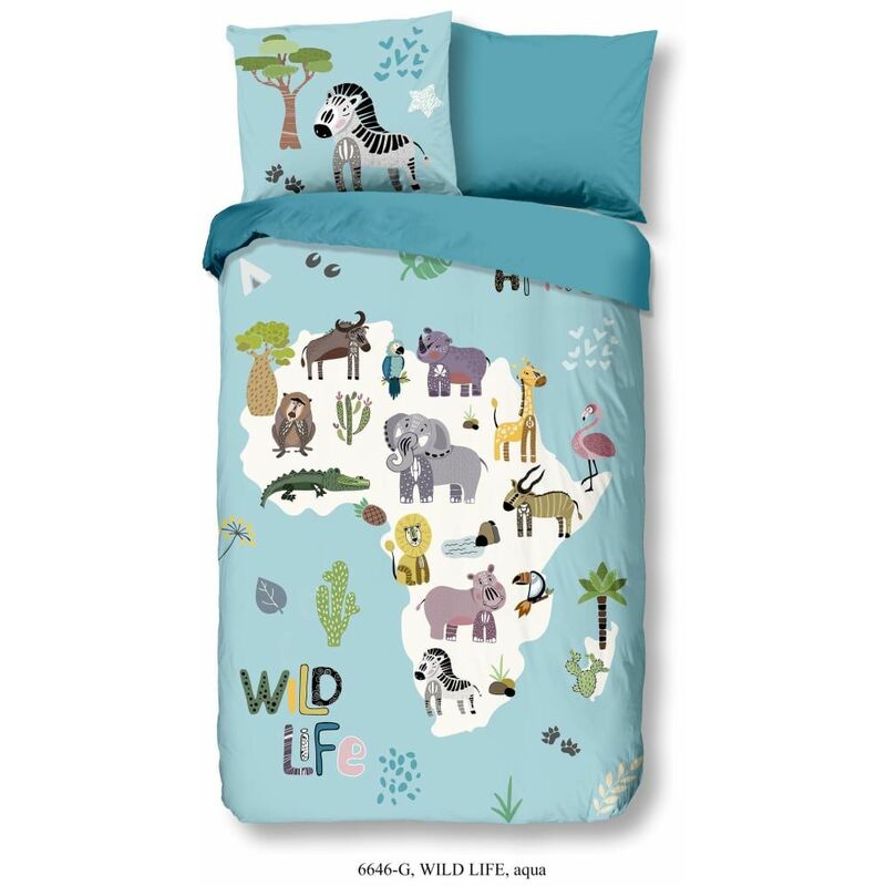 

Funda de edredón infantil Wild Life 140x200/220 cm - Azul - Good Morning