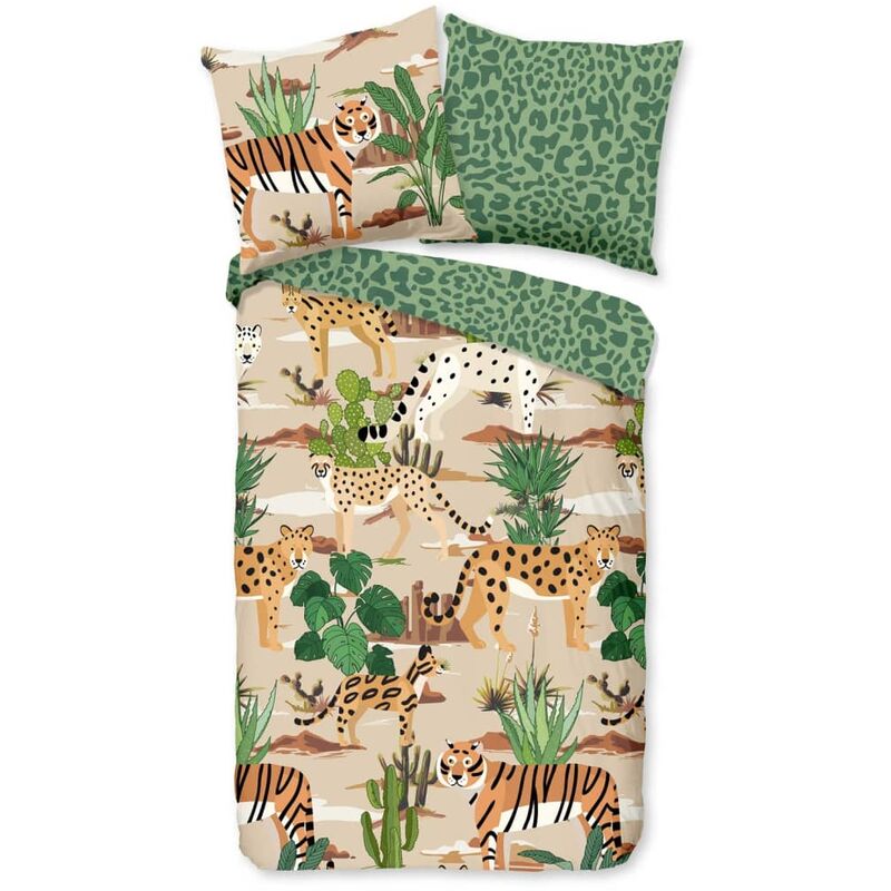 

Funda edredón infantil FELINES 135x200 cm arena y verde - Multicolor - Good Morning