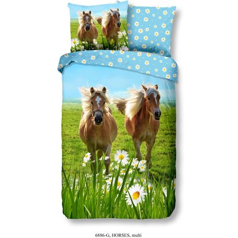 main image of "Good Morning Kids Duvet Cover Horses 140x200/220 cm - Multicolour"
