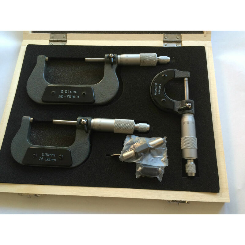 Good Quality 3 Pc External Adjustable Metric Micrometer Carbide Anvils Tool Set