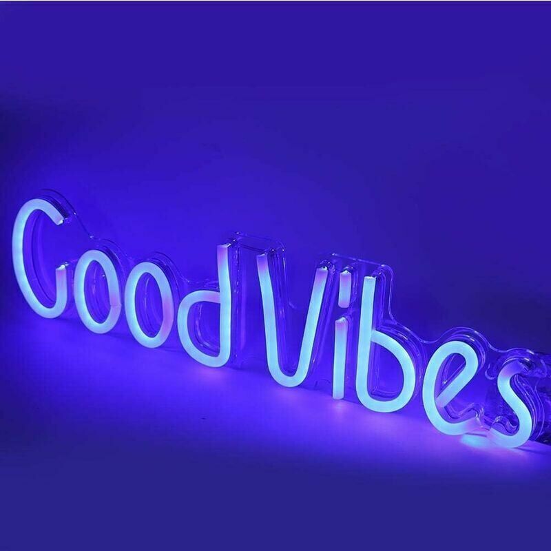Good Vibes Lettres Exquises en Forme de LED Signes, Clair PVC Mignon Forme Unique Néon, pour Nol Chambre Mur Chambre d'Enfants