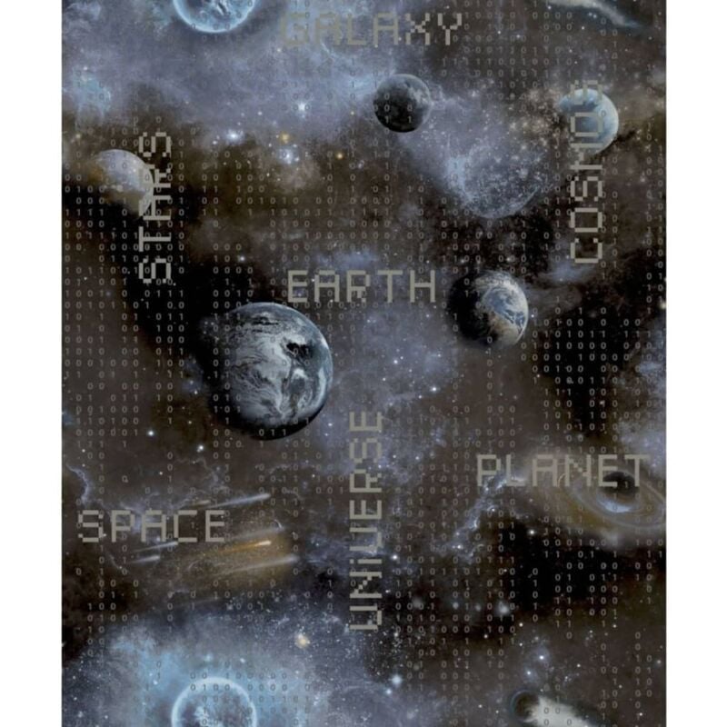 

Papel de pared Galaxy Planets and Text azul y negro - Good Vibes