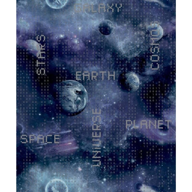 

Good Vibes Papel de pared Galaxy Planets and Text negro y morado