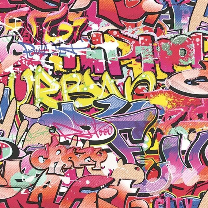 

Papel de pared Graffiti rosa y naranja - Good Vibes