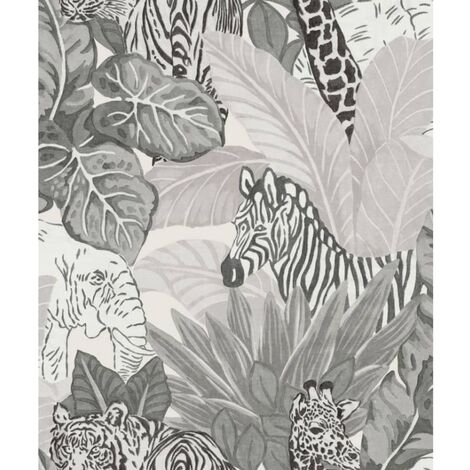 Good Vibes Papier Peint Jungle Animals Revêtement Mural Salon Multicolore
