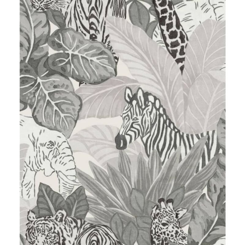 Papier peint Good Vibes Jungle Animals Gris et noir Noordwand