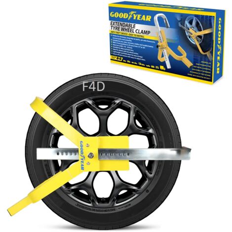 GOODYEAR ALLOY WHEEL CLAMP LOCK CAR CARAVAN TRAILER BIKE SECURITY LOCK 900141