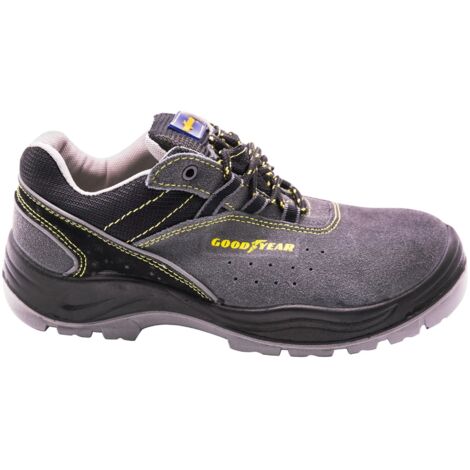 Goodyear Calzado de seguridad piel serraje gris, alta resistencia, forro antibacteriano Talla 36