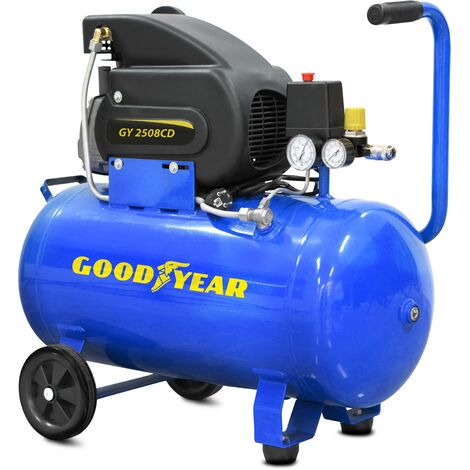 Goodyear - Compresor de Aire 50 Litros. Capacidad de Aspiración 210 litros/minuto. 2.800 rpm. Presión Nominal 8 bares/115 PSI.