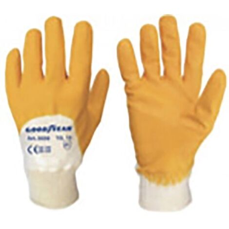 Goodyear guanti in cotone e nitrile taglia 10 colore giallo/bianco, guanti da lavoro