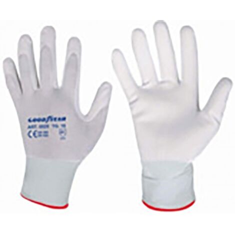 Goodyear guanti in poliestere e poliuretano  taglia 9 colore bianco, guanti d lavoro