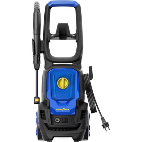 Goodyear - Hidrolimpiadora Alta Presión 1800W 2030 PSI 140 Bar - 420 l/h - Limpiadora a Presión Eléctrica Compacta con Lanza Ajustable, Manguera 5m, Ruedas, Paro Total, Ideal para Coche y Jardín