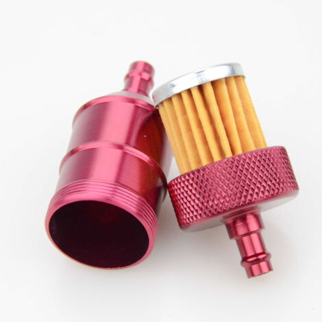 GOOFIT roter CNC-Kraftstofffilter, kompatibel mit Umbauten für Offroad-Motorräder/Quads, transparenter Metallölfilter, waschbares Filterelement.