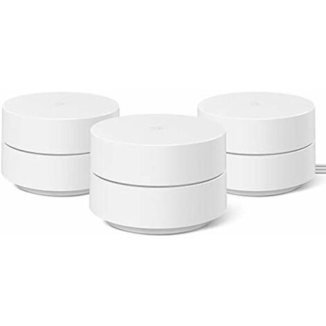 Google Wifi - Enrutador de malla, paquete, juego de 3, para una conexión confiable, cobertura de hasta 85 m² cuadrados por punto, Color Nieve